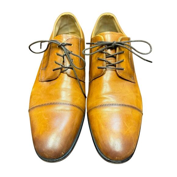Aldo Mulligan Cognac Brown Leather Oxford Dress Shoes Non-Slip Men's 10.5 - Picture 1 of 12